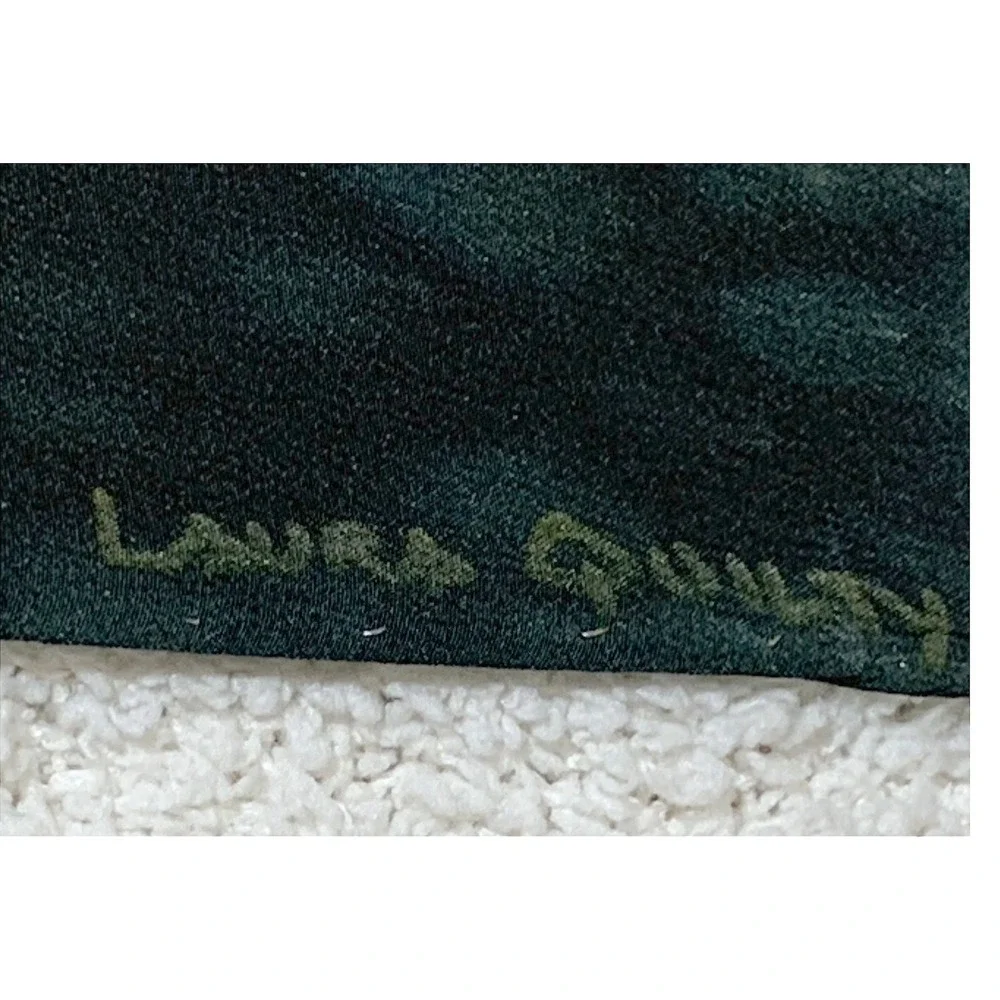 Vintage Laura Quilty Signed Silk Scarf Abstract Landscape Print Earth Tones 60